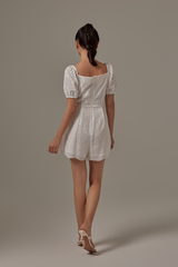 Morrie Embroidered Romper in White