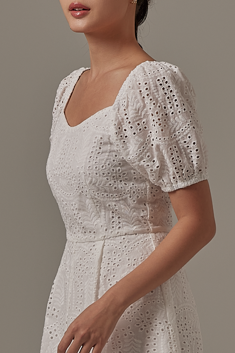 Morrie Embroidered Romper in White