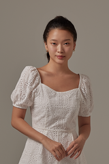 Morrie Embroidered Romper in White