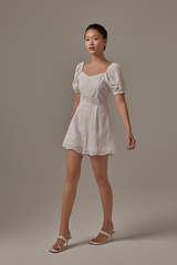 Morrie Embroidered Romper in White
