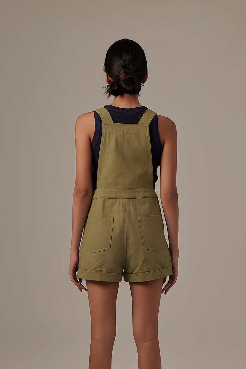 Fazia Utility Romper in Olive