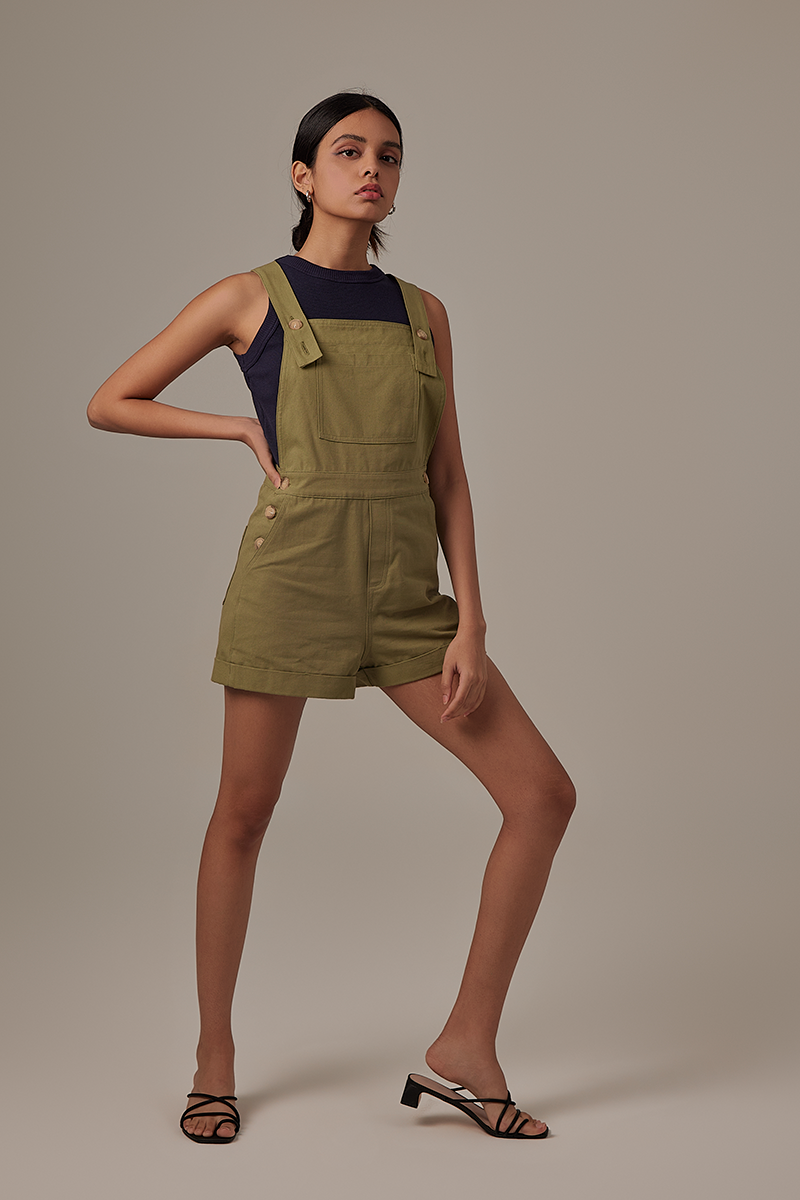Fazia Utility Romper in Olive