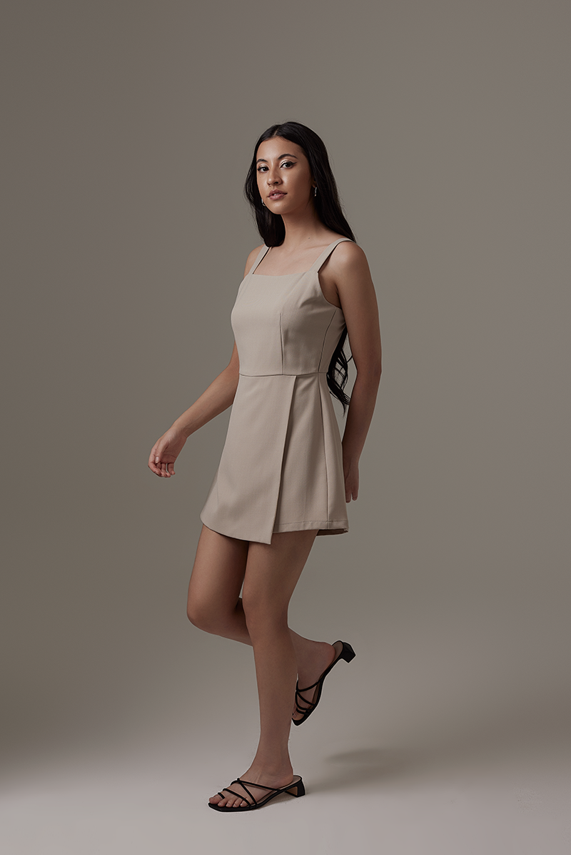 Kairee Half-Wrapped Romper in Clay
