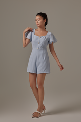Julia Square Neck Romper in Baby Blue