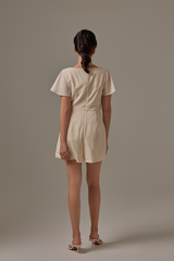 Julia Square Neck Romper in Cream
