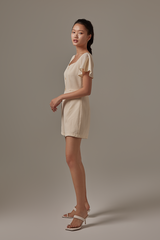 Julia Square Neck Romper in Cream