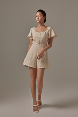 Julia Square Neck Romper in Cream