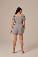 Annie Gingham Romper in Black