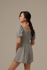 Annie Gingham Romper in Black