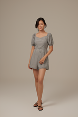 Annie Gingham Romper in Black