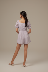 Annie Gingham Romper in Purple