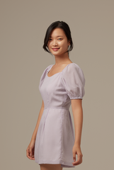Annie Gingham Romper in Purple