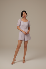 Annie Gingham Romper in Purple