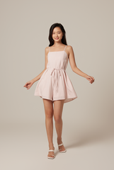 Reny Gingham Textured Romper in Dusty Pink