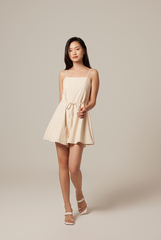 Reny Gingham Textured Romper in Khaki