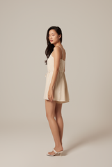 Reny Gingham Textured Romper in Khaki