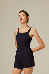 Danelyn Square Neck Romper in Navy Blue