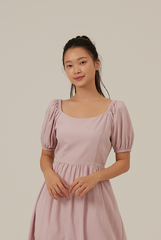 Caroline Puff Sleeve Textured Romper in Lavender
