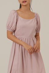 Caroline Puff Sleeve Textured Romper in Lavender