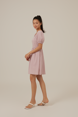 Caroline Puff Sleeve Textured Romper in Lavender