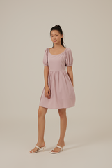 Caroline Puff Sleeve Textured Romper in Lavender