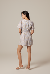 Jolanda Floral Square-Neck Romper in Lilac