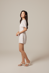 Jolanda Floral Square-Neck Romper in White