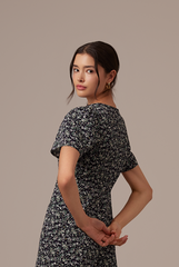Savina Floral Romper in Navy Blue