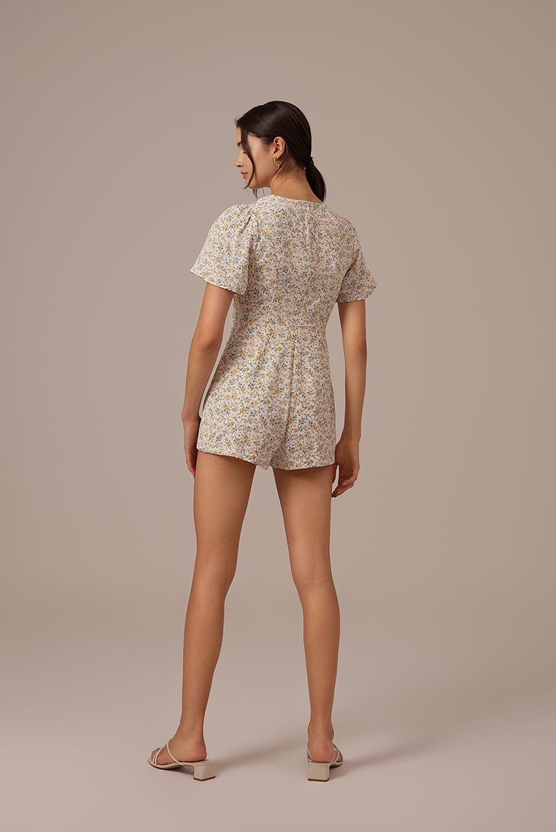 Savina Floral Romper in White