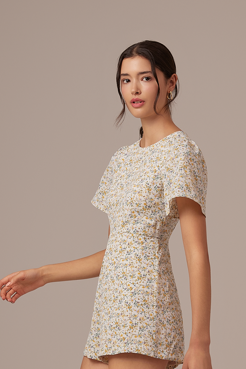 Savina Floral Romper in White