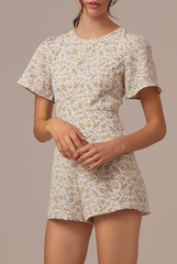 Savina Floral Romper in White
