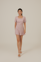 Franklyn Checkered Romper in Cherry