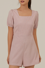 Franklyn Checkered Romper in Cherry