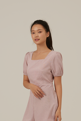 Franklyn Checkered Romper in Cherry