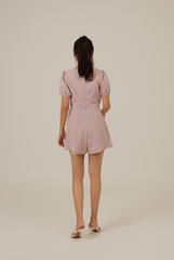 Franklyn Checkered Romper in Cherry