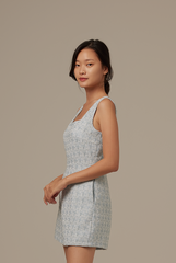Anna Tweed Romper in Pale Blue