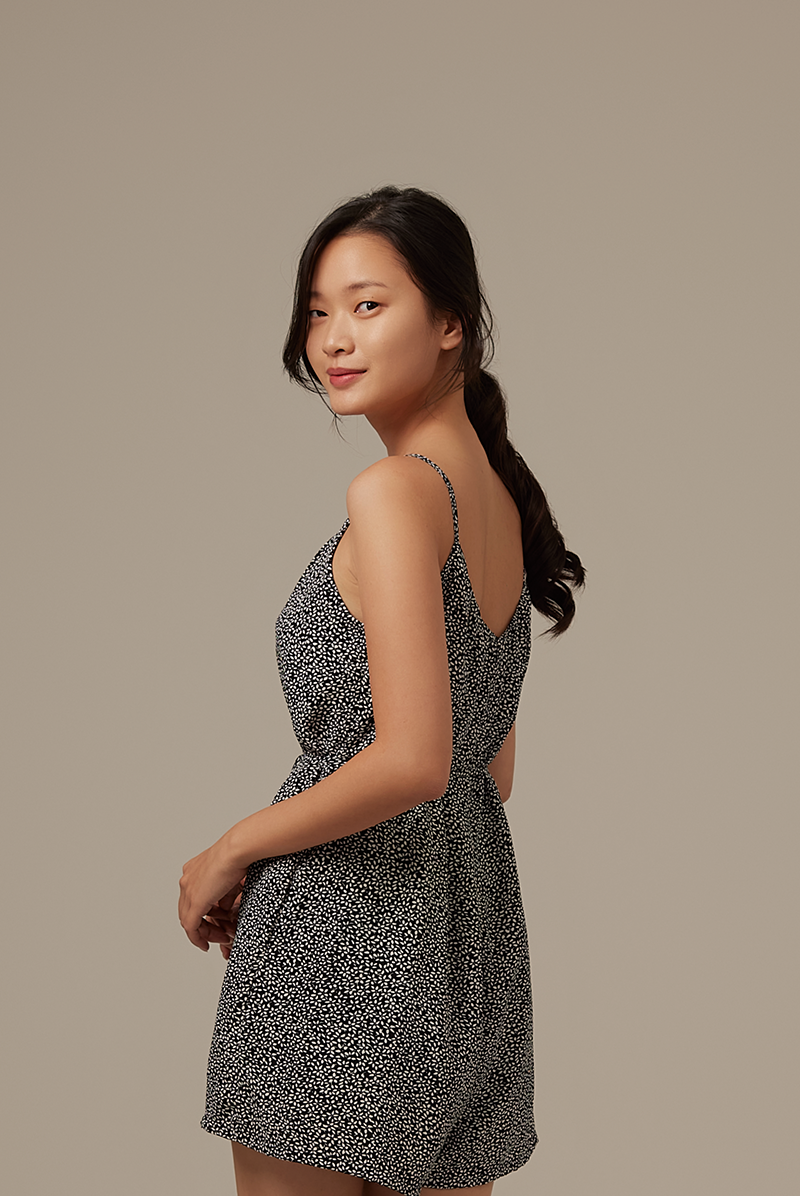 Melanie Floral Romper in Black