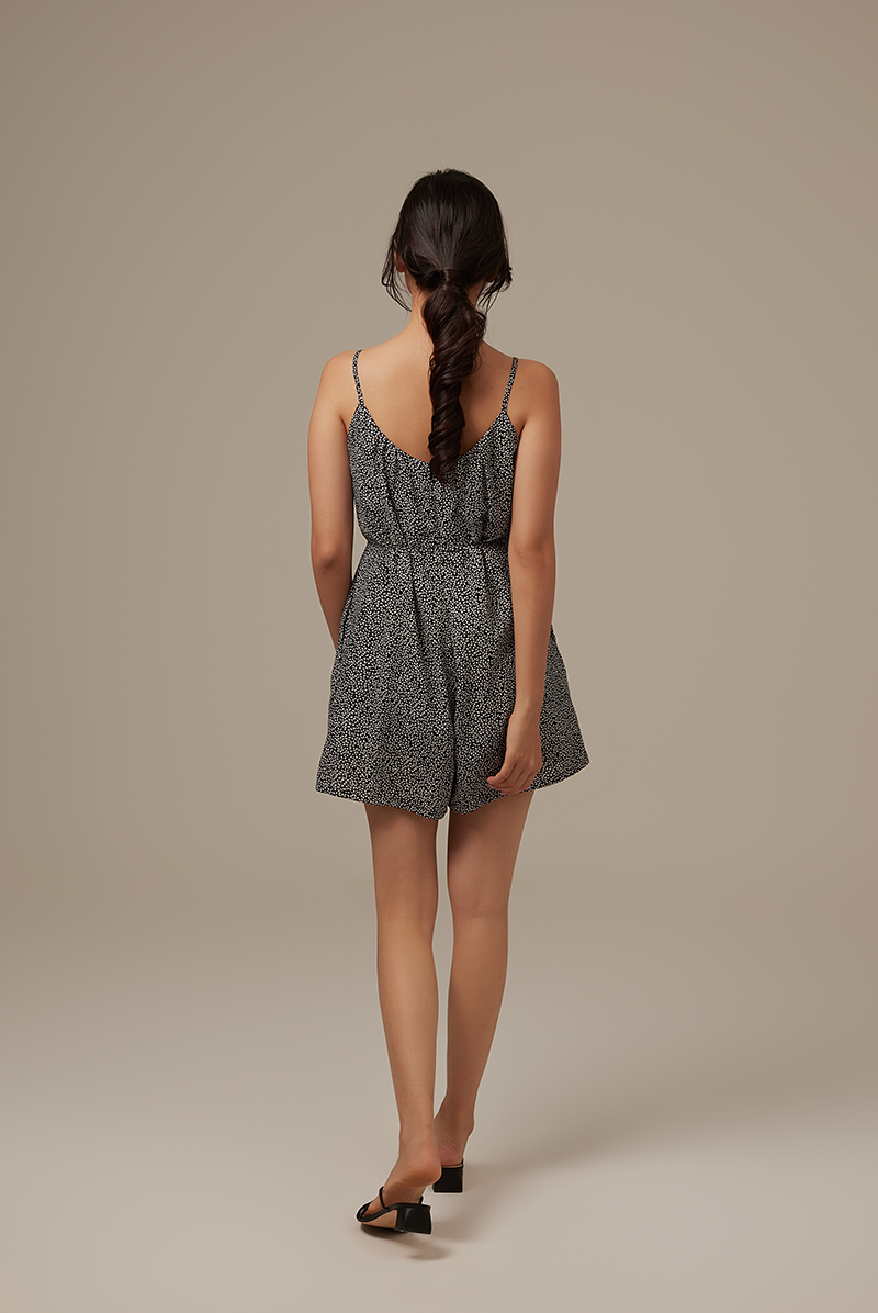 Melanie Floral Romper in Black