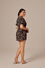 Carlyn V-neck Romper in Black