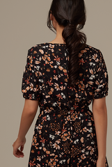 Carlyn V-neck Romper in Black