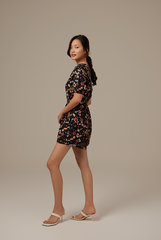 Carlyn V-neck Romper in Black