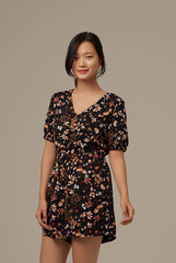 Carlyn V-neck Romper in Black