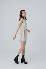 Cianna Pleated Romper in Banana