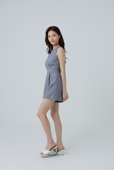 Cianna Pleated Romper in Charcoal