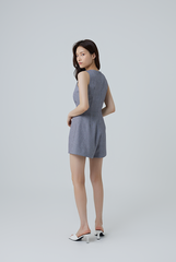 Cianna Pleated Romper in Charcoal