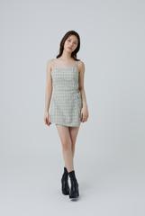 Aza Gingham Romper in Dusty Green