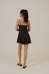 Romania Floral V-Neck Romper in Black