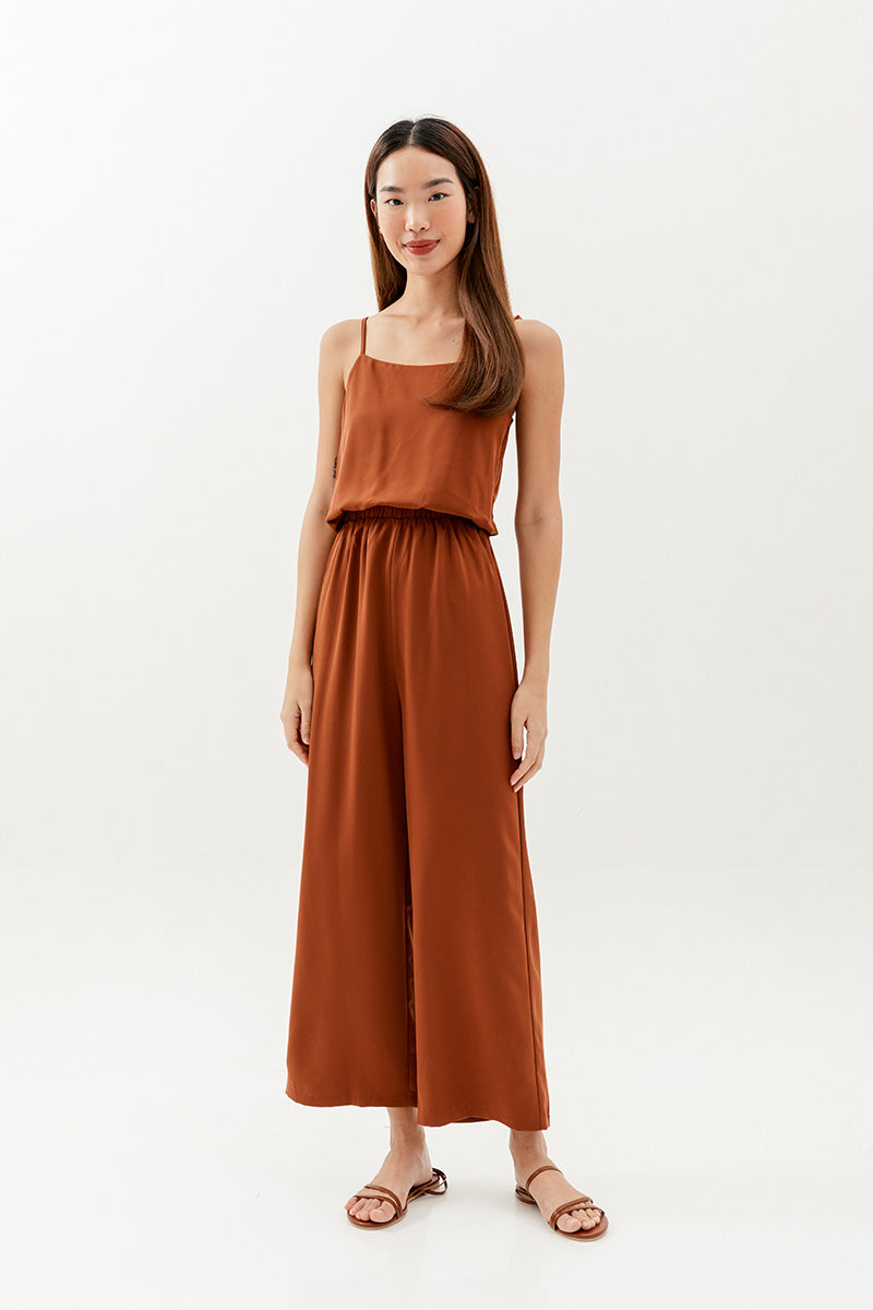 Clementine Wide Leg Jumpsuit in Brown