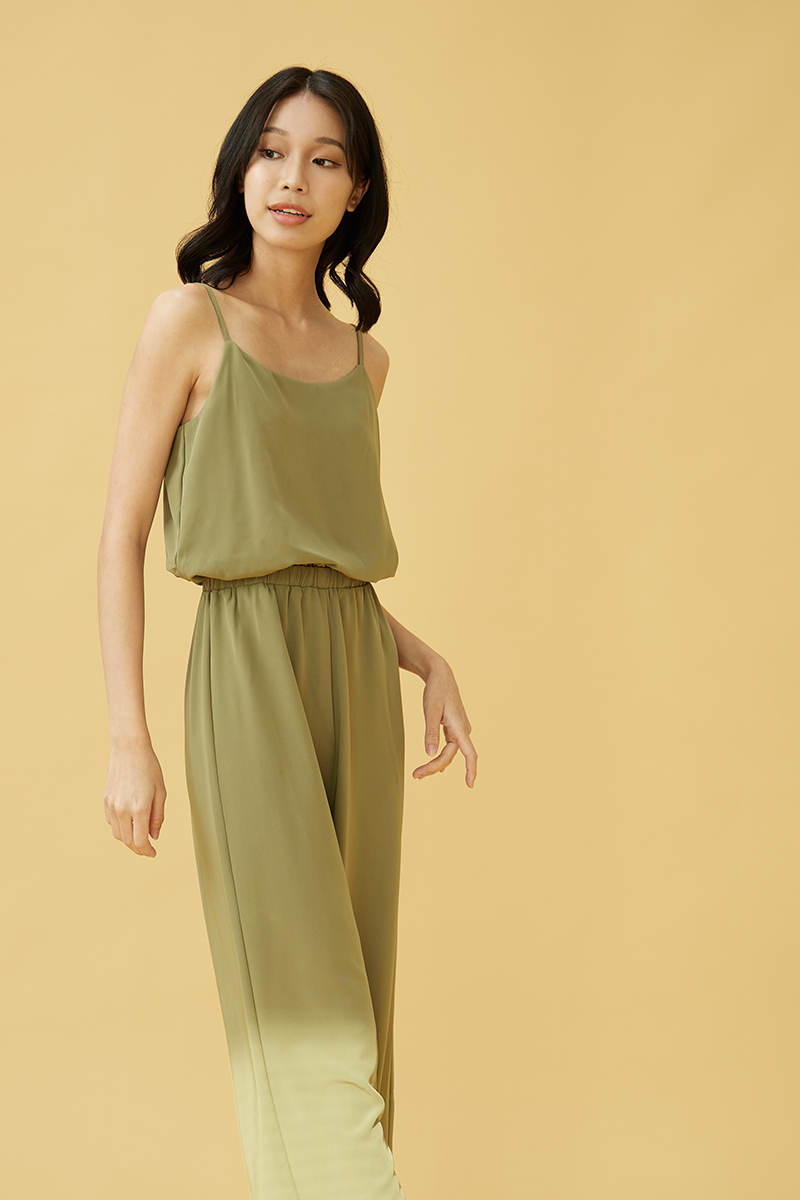 Clementine Wide Leg Jumpsuit in Olive