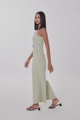 Allyn Belted Jumpsuit in Green Apple